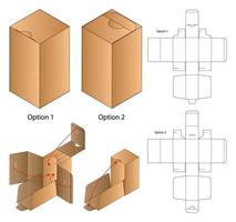 diseño de plantilla troquelada de embalaje de caja. Maqueta 3d vector