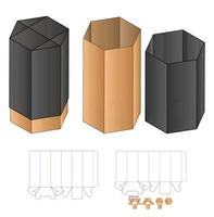 diseño de plantilla troquelada de embalaje de caja. Maqueta 3d vector