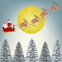 santa claus reindeer on christmas winter forest vector