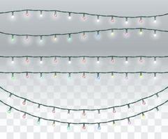 set of real bright colorful christmas light vector