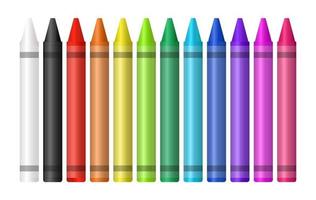 set of a color crayon on white background vector