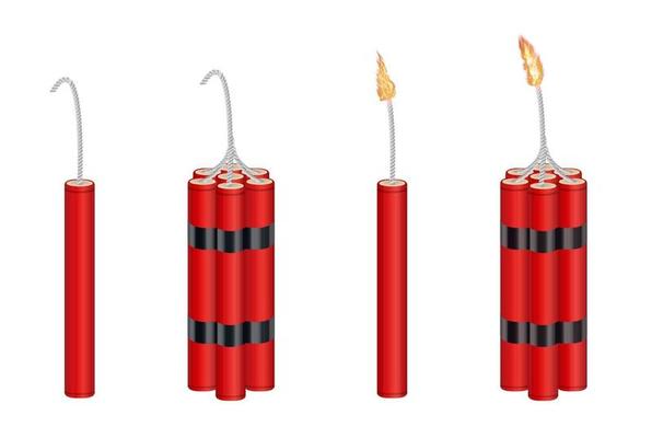 real 3d dynamite  and dynamite  pack with burning fire