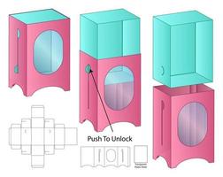 diseño de plantilla troquelada de embalaje de caja. Maqueta 3d vector