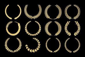 Gold laurel wreaths vector