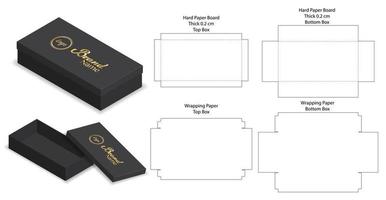 diseño de plantilla troquelada de embalaje de caja. Maqueta 3d vector