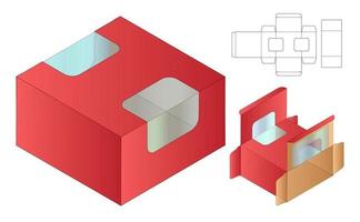 Diseño de plantilla troquelada de embalaje webbox. Maqueta 3d vector