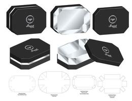 diseño de plantilla troquelada de embalaje de caja. Maqueta 3d vector