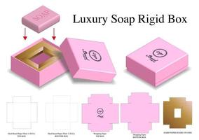 rigid box for soap mockup with dieline vector