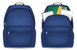 close and open student bag with study object vector