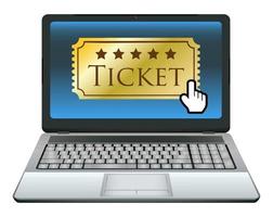 laptop with ticket on screen vector