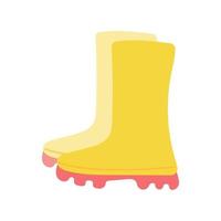 Yellow rubber garden boots on a white background. Vector illustration in flat style