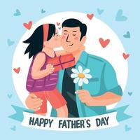 Kiss The Cheek During Happy Fathers Day Celebration vector