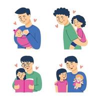 Father and Daughter Character Set vector