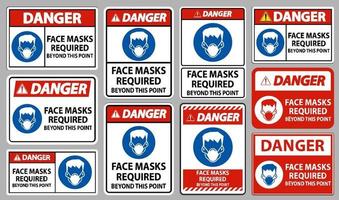 Danger Face Masks Required Beyond This Point Sign Isolate On White Background vector