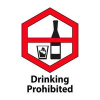 Prohibido beber, ningún signo de alcohol aislado sobre fondo blanco. vector