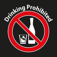 Prohibido beber, ningún signo de alcohol aislado sobre fondo blanco. vector