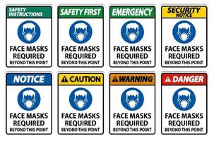 Face Masks Required Beyond This Point Sign Isolate On White Background vector