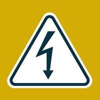 High Voltage Sign. Danger symbol. Black arrow isolated in white triangle on yelow background. Warning icon. Vector illustration