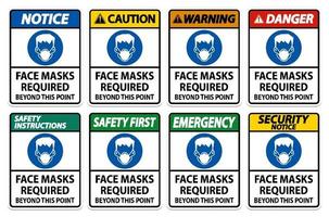 Face Masks Required Beyond This Point Sign Isolate On White Background vector
