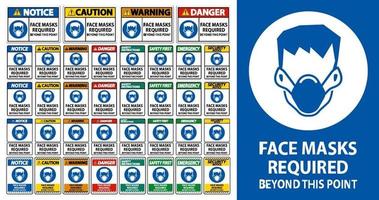 Face Masks Required Beyond This Point Sign Isolate On White Background,Vector Illustration EPS.10 vector