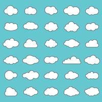 Set of white clouds collection on blue background.Cloud symbol for your web site design, logo, app, UI. Vector illustration, EPS10.