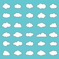 Set of white clouds collection on blue background.Cloud symbol for your web site design, logo, app, UI. Vector illustration, EPS10.