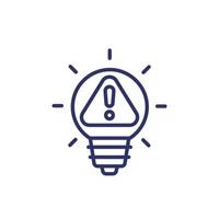 light bulb and warning line icon vector