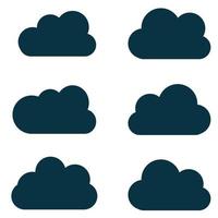 siluetas de nubes. vector conjunto de formas de nubes. colección de diversas formas y contornos. elementos de diseño para la previsión meteorológica, interfaz web