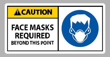 Caution Face Masks Required Beyond This Point Sign Isolate On White Background vector