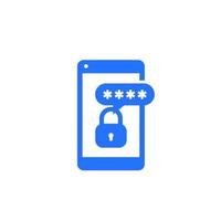 Mobile security, authentication and password access icon on white vector