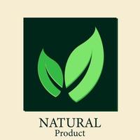 productos naturales natural logo natural vector, fondo negro marco rectangular vector