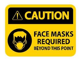 Caution Face Masks Required Beyond This Point Sign Isolate On White Background vector