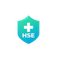 HSE icon with shield and cross vector
