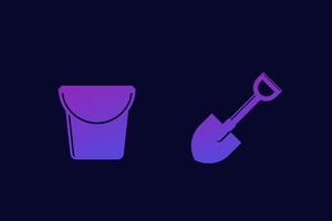 Shovel and bucket icons, vector