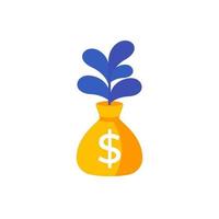 Money bag, income growth, financing and investing concept, vector icon