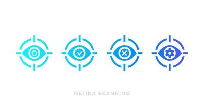 escaneo de retina, iconos vectoriales de escaneo biométrico vector