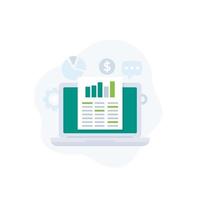 Data analytics, business intelligence and spreadsheet vector icon