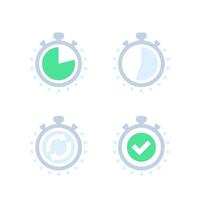 chronometer, timer, countdown icons on white vector