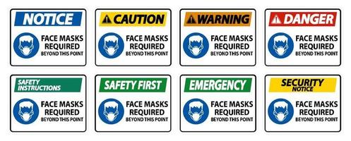 Face Masks Required Beyond This Point Sign Isolate On White Background vector