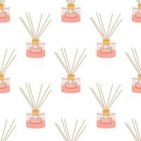 Aroma diffuser for home in pink powder color on a white background. Vector seamless pattern, in flat style