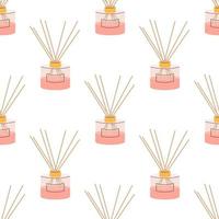 Aroma diffuser for home in pink powder color on a white background. Vector seamless pattern, in flat style