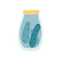 Jar of cucumbers, salted, pickled on a white background. Vector simple illustration in a flat style