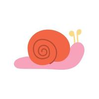 Cute snail on a white background. Vector illustration in a flat style, icon