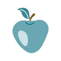 Green apple with a leaf on a white background. Vector image in flat style, icon