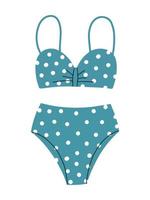 Womens two-piece swimsuit with polka dot print. A swimsuit in a retro style. Vector Flat Illustration