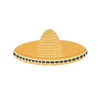 Sombrero hat vector flat illustration. Traditional Mexican headdress.