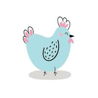 Cute chicken isolated on white background. Easter chicken. Design for Easter. Flat cartoon vector illustration