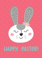 Happy Easter. Greeting card with Easter bunny. The Easter bunny. Vector illustration. Easter design, printing, postcards, stickers, invitations