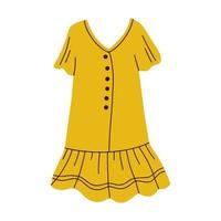 Summer women's yellow. Vector flat cartoon illustration. Dress isolated on a white background.