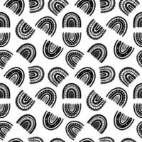 Rainbow black and white pattern. Black rainbow pattern. Hand-drawn vector illustration in a minimalistic Scandinavian style